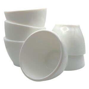 Anchor Hocking Anchorware 904 Milk‎ Glass Bullion Soup Custard Bowls Set 6 Vtg